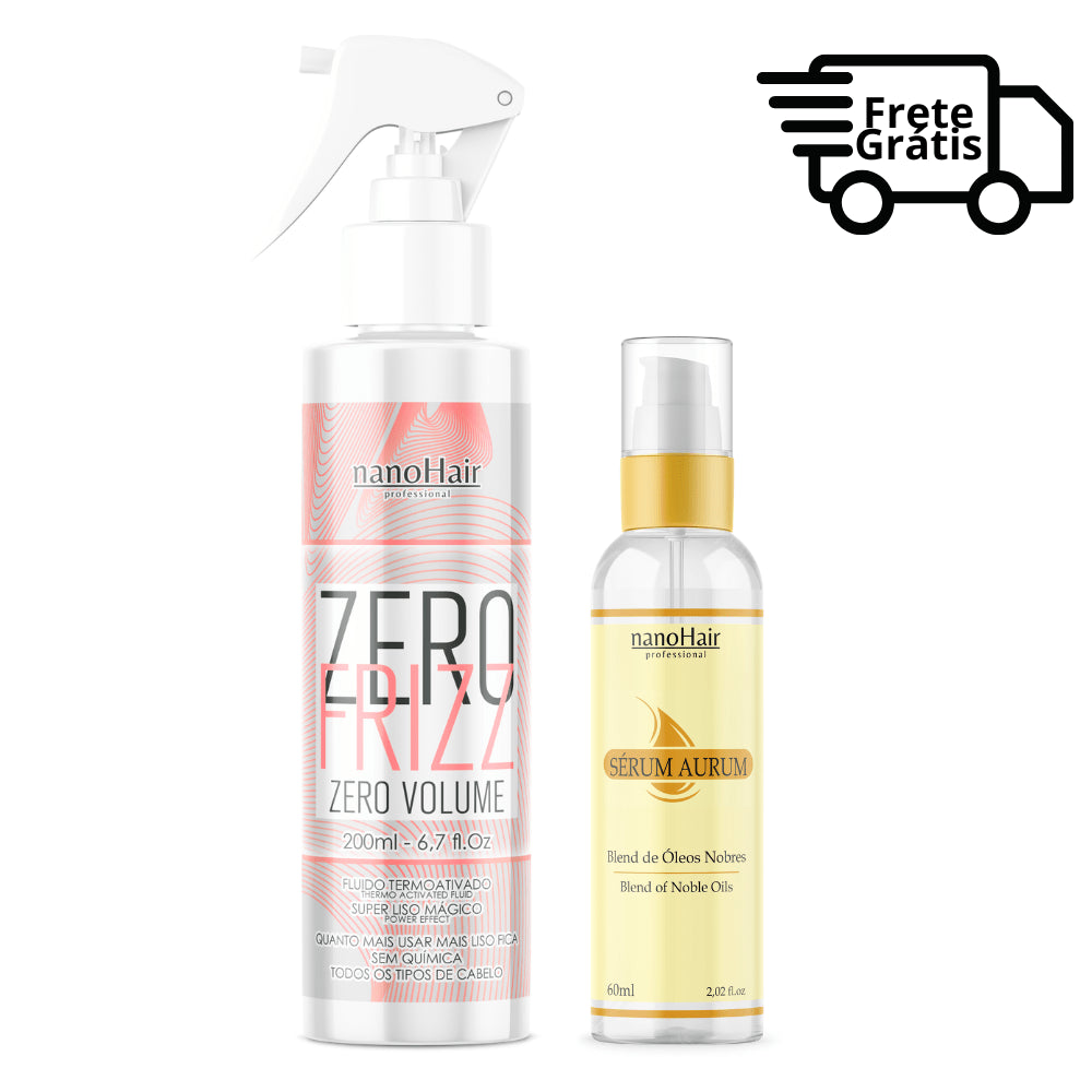 Kit Cabelão Internacional - Zero Frizz 200ml + Sérum Aurum 60ml - nanoHair
